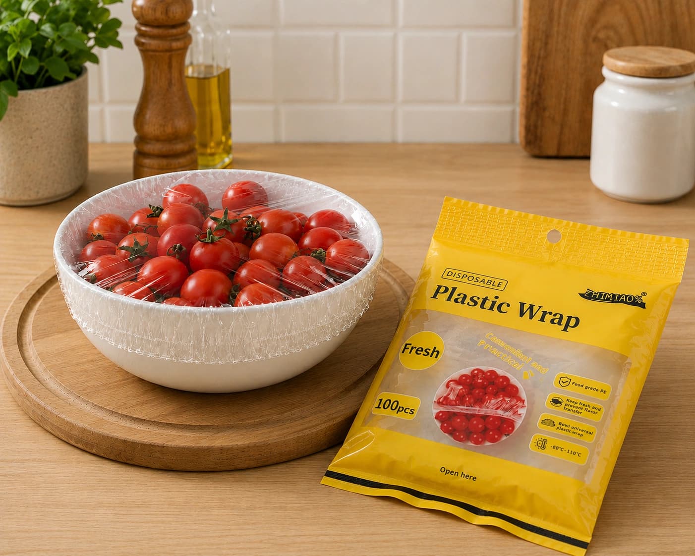 100PCS - Food Cover Reusable Plastic Stretch Bags 40cm