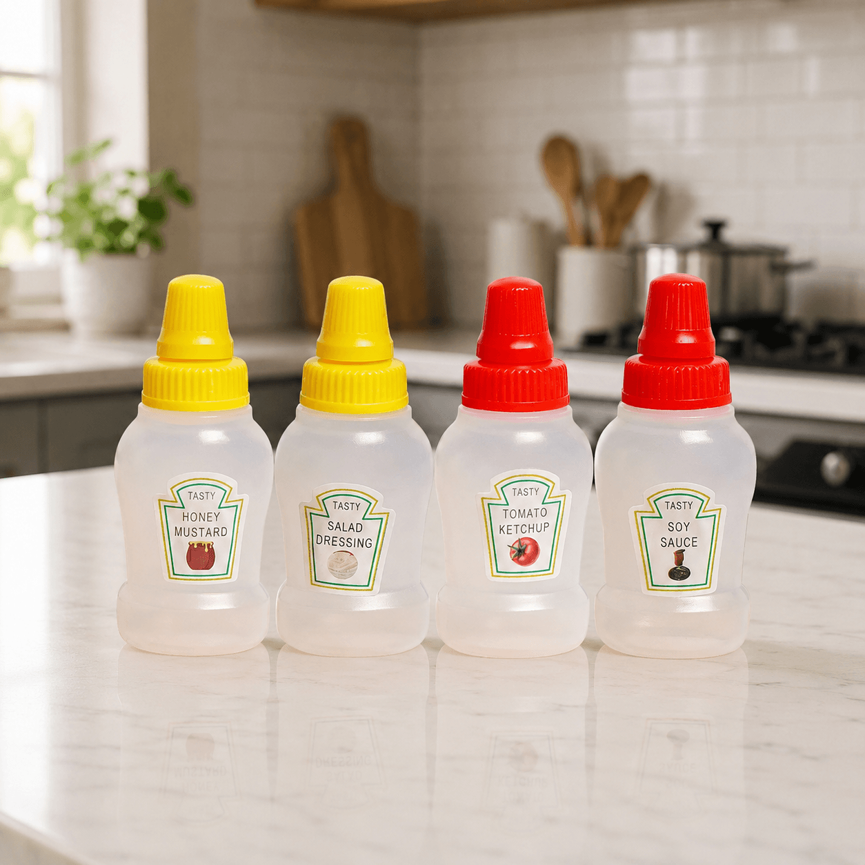 4PCS Mini Ketchup Bottles 25ml